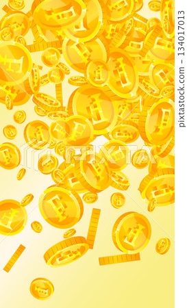Swiss franc coins falling. Gold scattered CHF coins. Switzerland money. Global financial crisis concept. Vector illustration. Swiss franc coins falling. Gold scattered CHF coins. Switzerland money. Global financial crisis concept. Vector illustration. 134017013