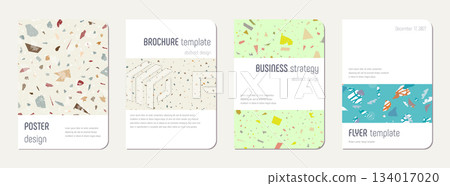 Notepad cover design. Terrazzo abstract background made of natural stones, granite, quartz and marble. Venetian terrazzo texture notepad cover template. Notepad cover design. Terrazzo abstract background made of natural stones, granite, quartz and marble. Venetian terrazzo texture notepad cover template. 134017020