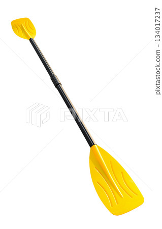 plastic boat paddle, isolated on white background with clipping path plastic boat paddle, isolated on white background with clipping path 134017237