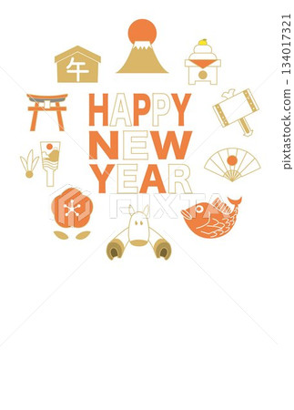 Mount Fuji landscape illustration Fuji Japan New Year's card background Mount Fuji landscape illustration Fuji Japan New Year's card background 134017321