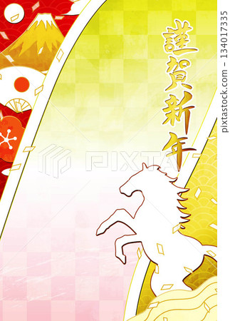 Mount Fuji landscape illustration Fuji Japan New Year's card background Mount Fuji landscape illustration Fuji Japan New Year's card background 134017335