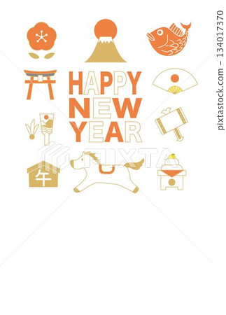 Mount Fuji landscape illustration Fuji Japan New Year's card background Mount Fuji landscape illustration Fuji Japan New Year's card background 134017370