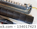 Wall-mounted air conditioner disassembly and cleaning (removed blower fan and drain pan) 134017423