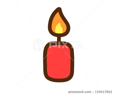 Cartoon candle illustration with a bright flame, perfect for celebrations and events Cartoon candle illustration with a bright flame, perfect for celebrations and events 134017602