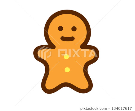 Cute gingerbread man cartoon character with a happy smiling face Cute gingerbread man cartoon character with a happy smiling face 134017617
