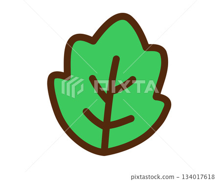 Cartoon leaf illustration with green and brown colors Cartoon leaf illustration with green and brown colors 134017618