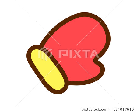 Cartoon mitten illustration with red and yellow colors Cartoon mitten illustration with red and yellow colors 134017619