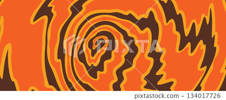 Fire effect background with swirling orange and brown spiral molten flames. Spiral fire pattern with layered wavy flow. Vector illustration. 134017726