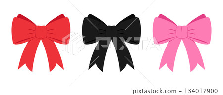 Set of colored bow ribbons. Gift bow. Vector illustration 134017900