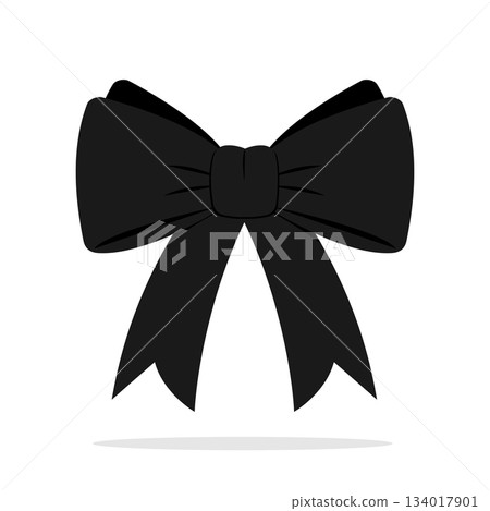 Black bow ribbon isolated on white background. Gift bow. Vector illustration 134017901