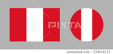 Civil rectangular, round flags of Peru. Peru flag circle, rectangle ensigns set. Flag of Peru flat backdrops. Flag buttons. Civil rectangular, round flags of Peru. Peru flag circle, rectangle ensigns set. Flag of Peru flat backdrops. Flag buttons. 134018115