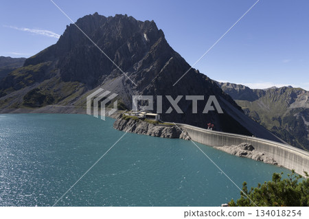 Lunersee artificial lake in Ratikon Alps, Vorarlberg, Austria during sunny weather Lunersee artificial lake in Ratikon Alps, Vorarlberg, Austria during sunny weather 134018254