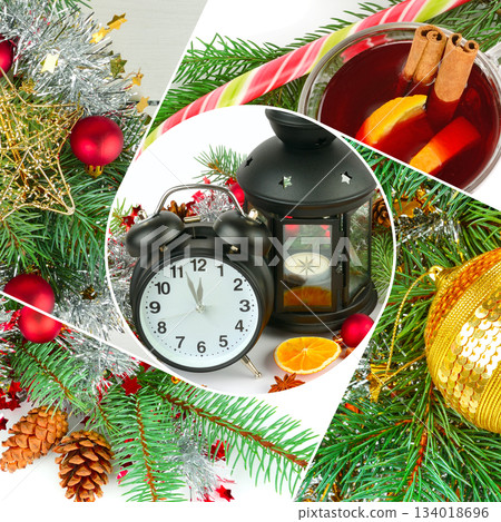 Cozy Celebration Concept: Warm Drinks, Tinsel, Baubles, and Lantern Light Cozy Celebration Concept: Warm Drinks, Tinsel, Baubles, and Lantern Light 134018696