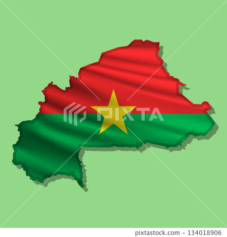 Vector flag Burkina Faso in the form of a map 134018906