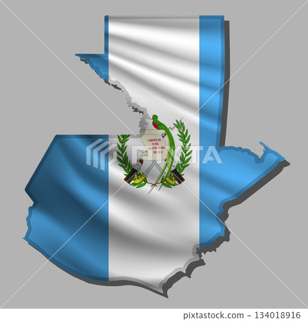Vector flag Guatemala in the form of a map 134018916