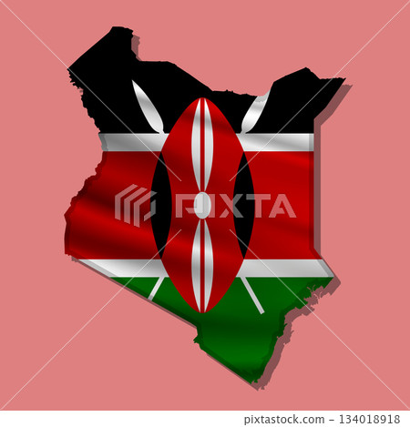 Vector flag Kenya in the form of a map Vector flag Kenya in the form of a map 134018918