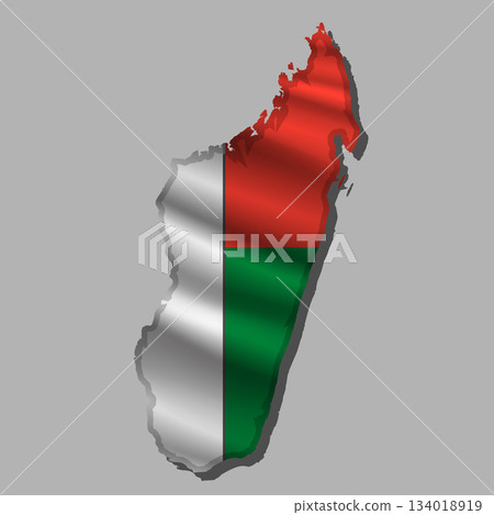 Vector flag Madagascar in the form of a map Vector flag Madagascar in the form of a map 134018919