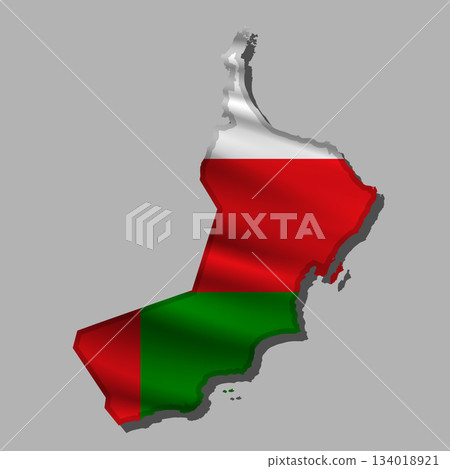 Vector flag Oman in the form of a map Vector flag Oman in the form of a map 134018921