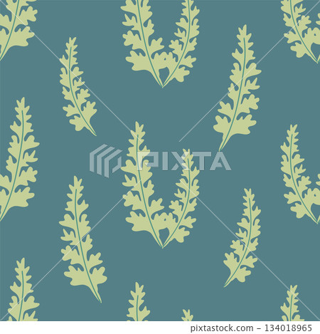 Seamless pattern of botanical leaves, silhouettes of natural ornaments. Simple floral pattern. Vector illustration in two colors. Seamless pattern of botanical leaves, silhouettes of natural ornaments. Simple floral pattern. Vector illustration in two colors. 134018965
