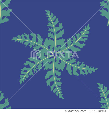 Seamless pattern of botanical leaves, silhouettes of natural ornaments. Simple floral pattern. Vector illustration in two colors. Seamless pattern of botanical leaves, silhouettes of natural ornaments. Simple floral pattern. Vector illustration in two colors. 134018981