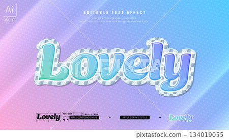 全像紙上的藍色果凍圖案文字。可編輯的圖形樣式模板。 134019055