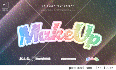 帶有閃光效果的彩虹漸層文字。可編輯的圖形樣式。 134019056