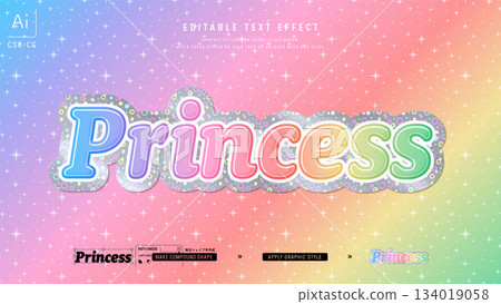 全像紙上的彩虹漸層設計文字。可編輯圖形樣式模板 134019058