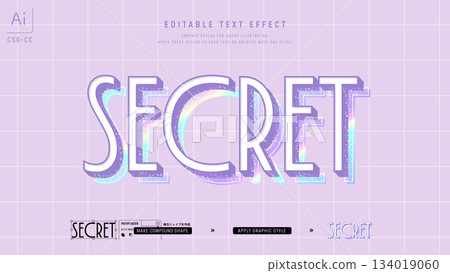 全息發光Y2K設計文字。可編輯圖形樣式模板。 全息發光Y2K設計文字。可編輯圖形樣式模板。 134019060