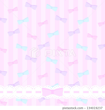 Cute ladder lace sweet lolita style pink ribbon stripe background 134019237