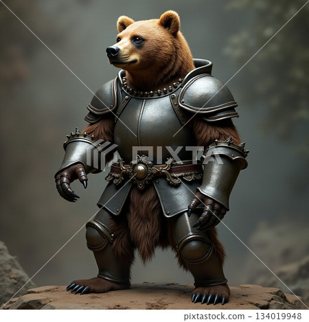 AI generated Armored guardian in woods, Brave knight clad in armor in enchanted forest AI generated Armored guardian in woods, Brave knight clad in armor in enchanted forest 134019948