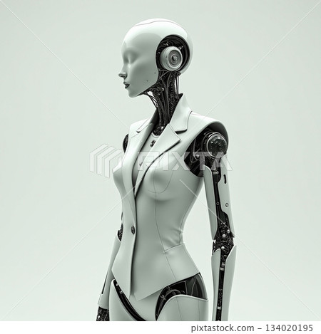 AI generated Refined android woman with sleek attire and advanced mechanical features 134020195