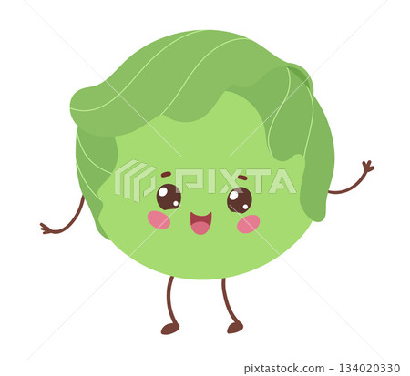 Cute cabbage character smiling 134020330