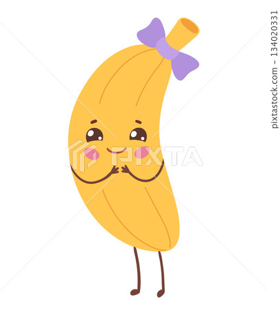 Cute banana character with bow Cute banana character with bow 134020331