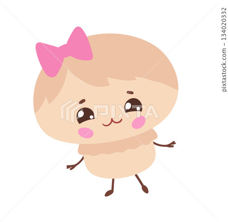 Cute mushroom character with bow Cute mushroom character with bow 134020332