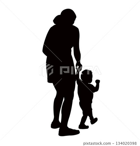a mother and son together, silhouette vector a mother and son together, silhouette vector 134020398