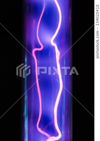 luminous discharges in a gas-discharge bulb in the dark 134020418