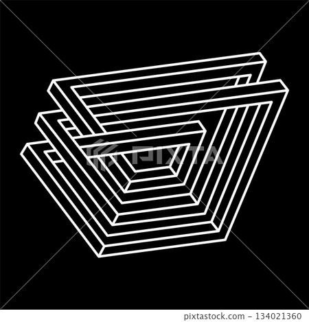 Impossible optical illusion shape. Geometry. Optical art object. Impossible figure. Impossible optical illusion shape. Geometry. Optical art object. Impossible figure. 134021360