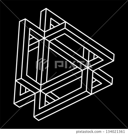Optical illusion shape. Unreal geometry. Impossible object. Optical art figure. Optical illusion shape. Unreal geometry. Impossible object. Optical art figure. 134021361