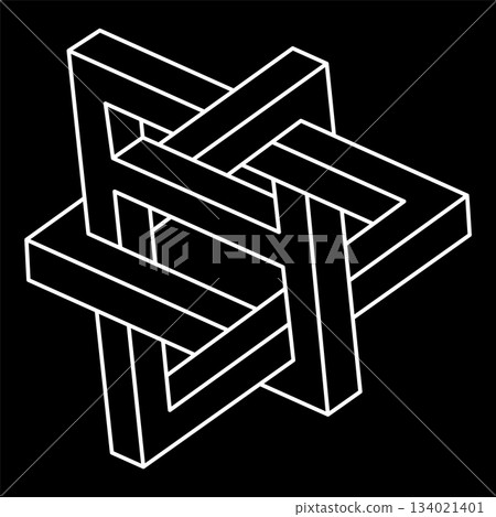 Impossible optical illusion shape. Optical art object. Geometry. Impossible figure.  134021401