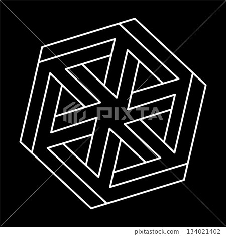 Impossible shape. Web design element. Optical illusion object. Line design. Geometric figures. Escher style. Optical art.  134021402