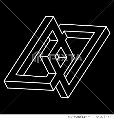 Impossible optical illusion shapes. Optical art objects. Impossible shape. Line art. Unreal geometric figures.  134021452