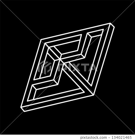 Impossible optical illusion shape. Op art object. Impossible figures. Line art. Escher style.  134021465