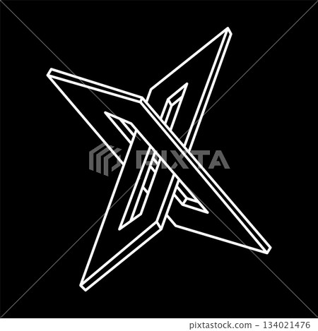 Impossible shapes. Sacred geometry. Optical illusion. Abstract eternal geometric object. Impossible endless outline. Op art. Impossible geometry symbol on a black background. Line art. Escher style. Impossible shapes. Sacred geometry. Optical illusion. Abstract eternal geometric object. Impossible endless outline. Op art. Impossible geometry symbol on a black background. Line art. Escher style. 134021476