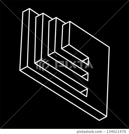 Impossible object. Optical illusion shapes. 3d illustration. Geometric figures. Optical art. Impossible object. Optical illusion shapes. 3d illustration. Geometric figures. Optical art. 134021478