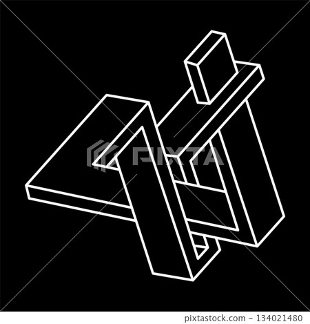Impossible objects. Line geometric shape. Optical illusion figure. Escher style. Line art. Impossible objects. Line geometric shape. Optical illusion figure. Escher style. Line art. 134021480