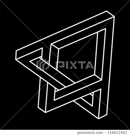 Impossible optical illusion shapes. Optical art object. Impossible figures. Line art. Escher style. Geometry. Impossible optical illusion shapes. Optical art object. Impossible figures. Line art. Escher style. Geometry. 134021482