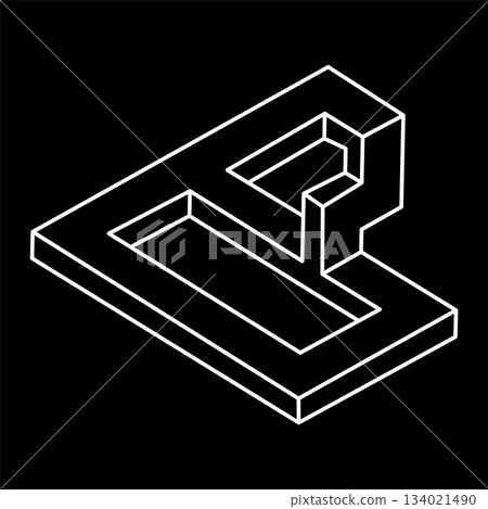 Optical illusion shapes. Impossible objects. Escher style. Optical art figures. Line art.  134021490