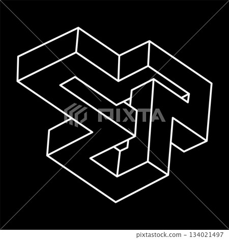 Optical illusion shapes. Impossible objects. Optical art figures. Line art. Sacred geometry. Optical illusion shapes. Impossible objects. Optical art figures. Line art. Sacred geometry. 134021497