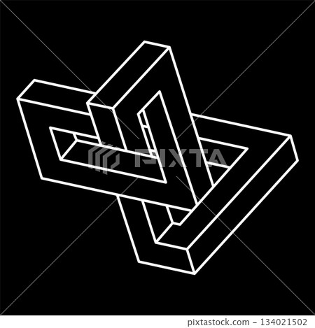 Unreal geometry. Impossible optical illusion shape. Optical art object. Impossible figure.  134021502