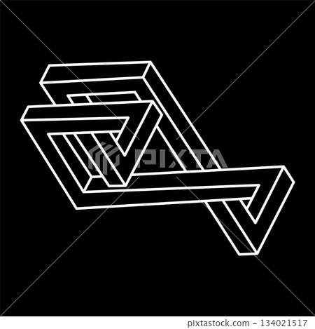 Impossible shapes logo design, optical illusion object. Optical art figures. Escher style. Sacred geometry.  134021517
